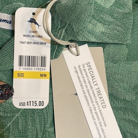 Tommy Bahamas Mens Silk casual button down micro line floral shirt NWT Sz med - Picture 2 of 6